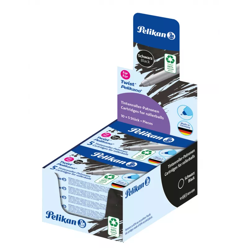 Pelikan eco ricarica rollerball per Pelikano/Twist, blu, 65% plastica riciclata, 1 pezzo 300010005