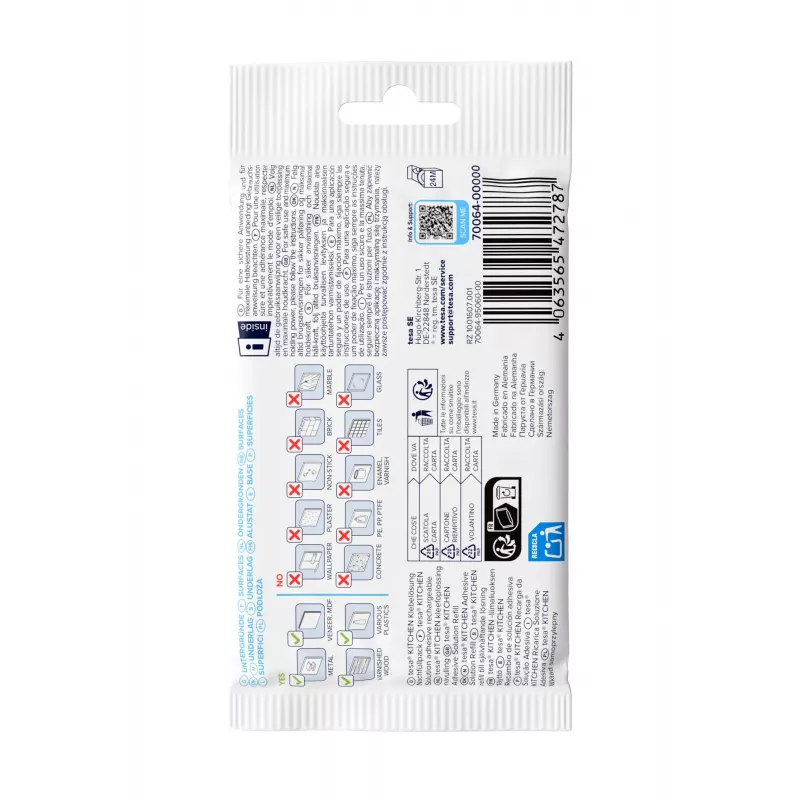 tesa KITCHEN Powerstrips set di ricambio per cassetti armadio – 15 strisce adesive, bianco (70064-00000-00)