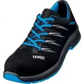 Uvex 69373 scarpe antinfortunistiche unisex S1 P SRC, microvelluto, soletta intermedia in acciaio, puntale composito, nero/blu, taglia 43 6937343