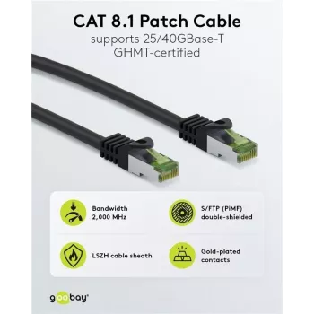 Wentronic Goobay cavo patch CAT 8.1 S/FTP (PiMF), grigio, 0,5 m 61114
