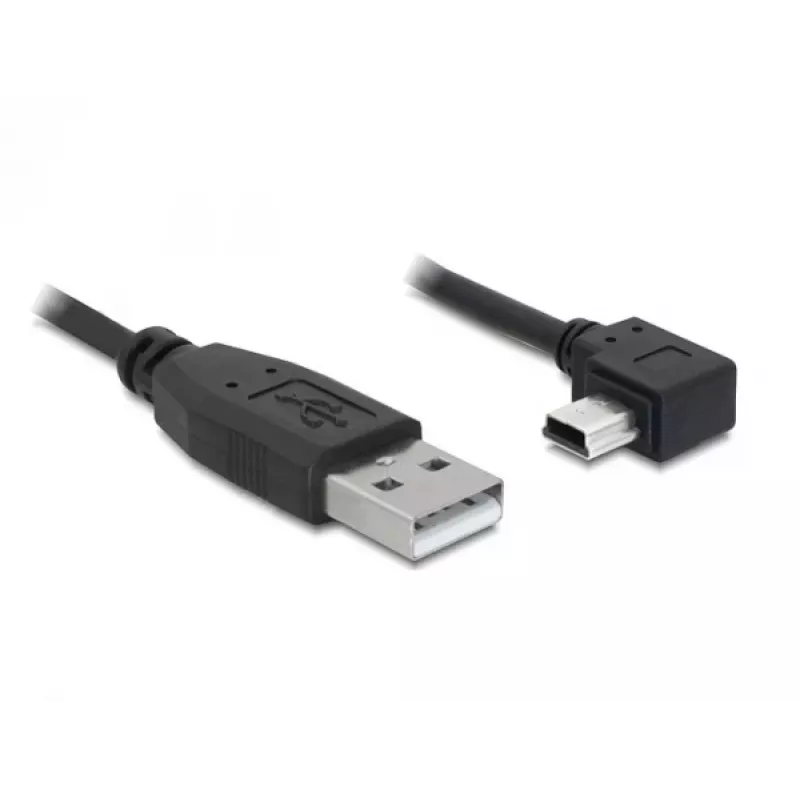 Cavo USB 2.0 Delock USB-A connettore maschio su Mini USB-B 5 pin connettore maschio angolare, 1 m, nero 82681