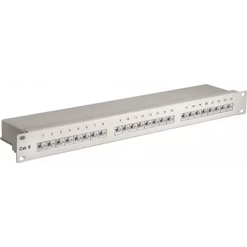 Wentronic Goobay Patch panel CAT 6 24 porte STP, 19 pollici 1U, grigio 94036