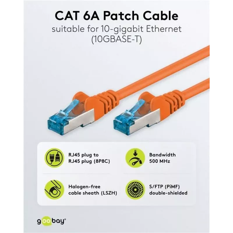 Wentronic 95605 cavo patch CAT6a, RJ45 maschio-maschio, 1,5 m, arancione