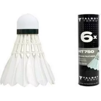 TALBOT torro Volano da badminton Hit 750, lento, bianco - piuma naturale classica con base in sughero - 1 pezzo 479082