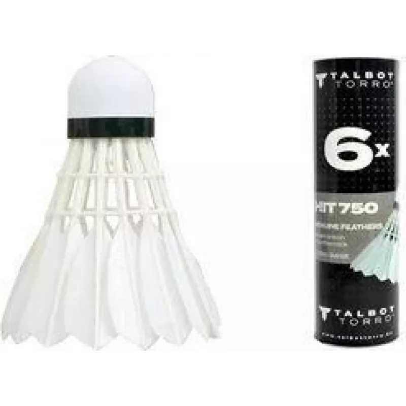 TALBOT torro Volano da badminton Hit 750, lento, bianco - piuma naturale classica con base in sughero - 1 pezzo 479082