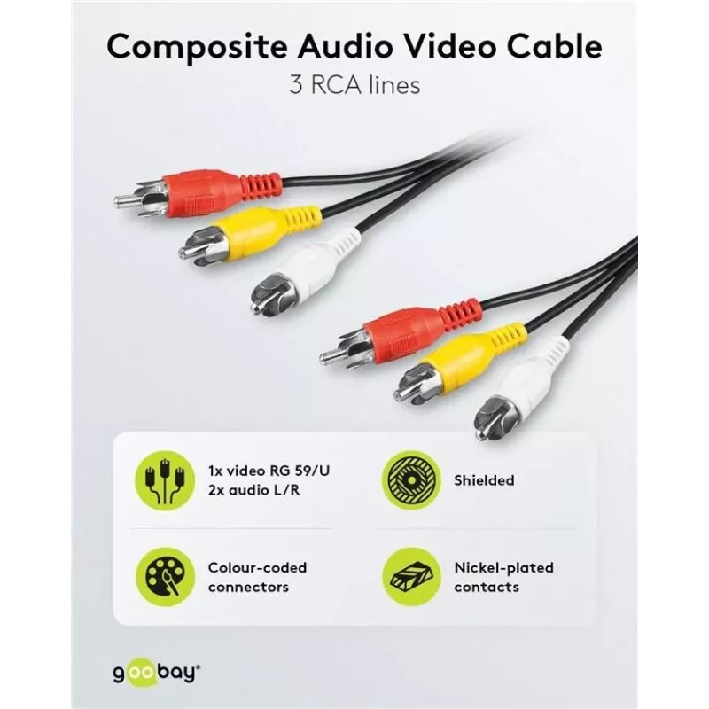 Wentronic AVK 354-300 3,0m Cavo AV 3x RCA maschio a 3x RCA maschio - nero 50382