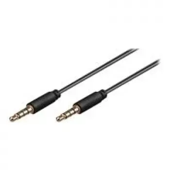 Wentronic Goobay Cavo di collegamento jack 3,5 mm, nero, 2 m - jack 3,5 mm maschio (4 pin, stereo) a jack 3,5 mm maschio (4 pin, stereo) (63830)