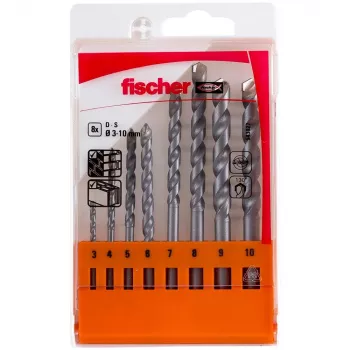 Fischer D-S 543027 set di punte a spirale per pietra 8 pezzi