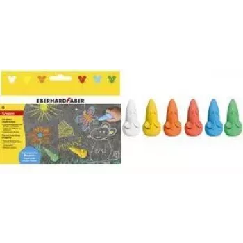 FABER-CASTELL EBERHARD FABER Gessetto da strada topo, confezione in cartone da 6 pezzi, forma ergonomica a topo, colori brillanti, idrosolubile - 1 pezzo (526561)