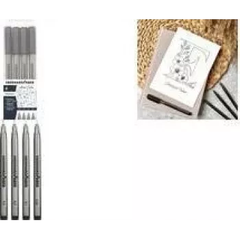 Faber-Castell EBERHARD FABER Pigment Liner nero set da 4 pezzi (0,1, 0,3, 0,5, 0,7 mm) resistente all'acqua resistente alla luce permanente 558104