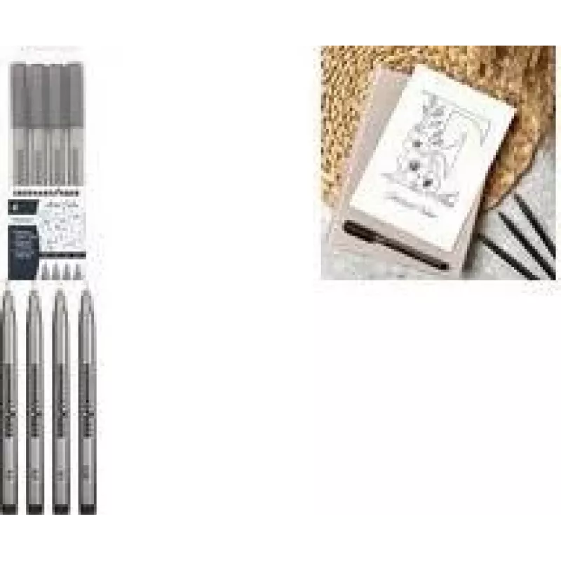 Faber-Castell EBERHARD FABER Pigment Liner nero set da 4 pezzi (0,1, 0,3, 0,5, 0,7 mm) resistente all'acqua resistente alla luce permanente 558104