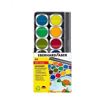 Faber-Castell Eberhard Faber Winner Set colori a tempera, 24 colori brillanti, coperchio trasparente rimovibile funge da tavolozza 578324