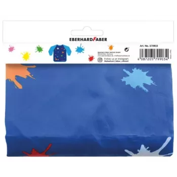 Faber-Castell EBERHARD FABER EFA Color grembiule da pittura per bambini, blu, maniche lunghe, taglia unica, 4-9 anni, blister 579903