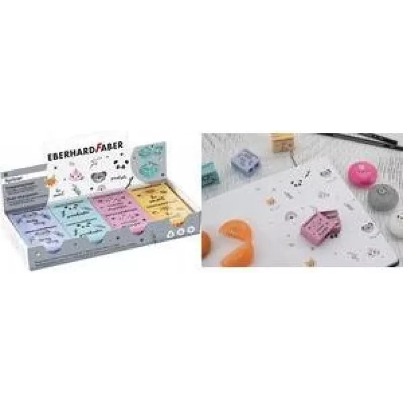 FABER-CASTELL EBERHARD FABER espositore temperamatite doppio per animali, 8 pezzi, per matite standard e jumbo, plastica, assortiti 585154