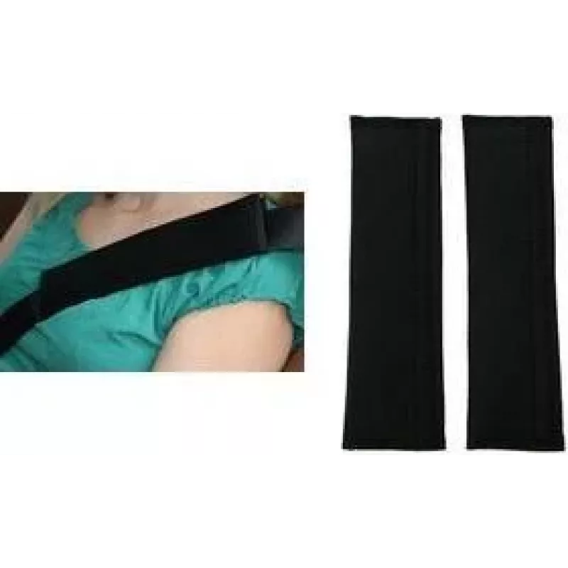 IWH Alcantara Cuscinetti per cintura di sicurezza, Nero, set da 2 pezzi – Morbido comfort simile alla pelle scamosciata, previene lo sfregamento, vestibilità universale 074006