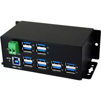 EXSYS EX-1112HMS Hub USB 3.2 Gen 1 industriale per guida DIN 12-Port