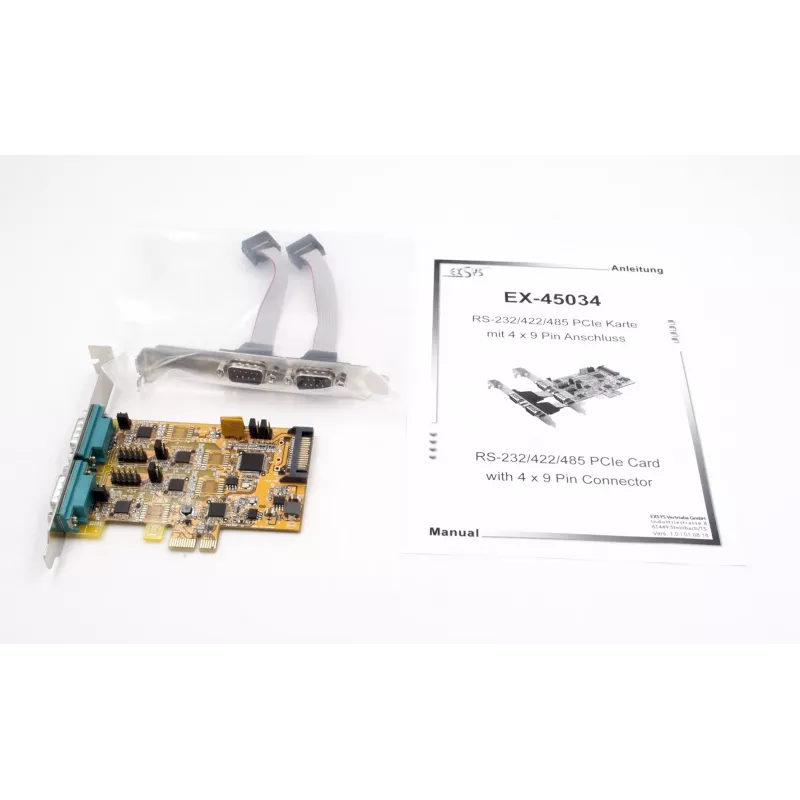 EXSYS EX-45034 Scheda PCIe 4 porte seriale RS-232/422/485 (FTDI)