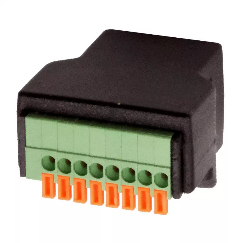 EXSYS EX-49112 Adattatore da RJ45 femmina a morsettiera 8-Pin con pulsante, CAT.5e