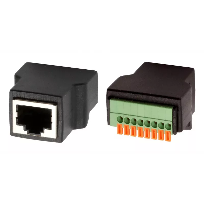 EXSYS EX-49112 Adattatore da RJ45 femmina a morsettiera 8-Pin con pulsante, CAT.5e