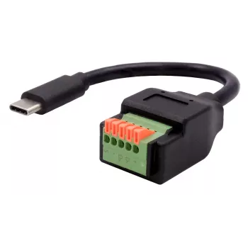 EXSYS Cavo adattatore da USB-C maschio a morsettiera 5-Pin con pulsante, USB 2.0, 15 cm EX-49123