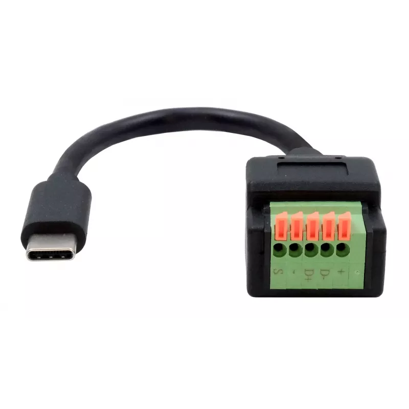 EXSYS Cavo adattatore da USB-C maschio a morsettiera 5-Pin con pulsante, USB 2.0, 15 cm EX-49123