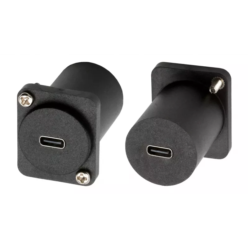 EXSYS Adattatore D-Tipo USB-C femmina a femmina, USB 3.2 Gen 1, montaggio a pannello, nero (EX-49158)