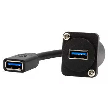 EXSYS EX-49165 Cavo adattatore D-Tipo USB-A femmina a femmina da incasso, USB 3.2 Gen 1, 20 cm