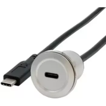 EXSYS EX-49183 Adattatore da incasso in metallo, USB-C femmina a maschio, USB 3.2 Gen 1, 30 cm