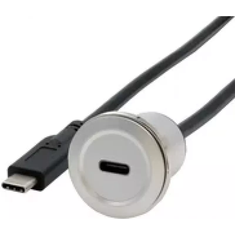 EXSYS EX-49183 Adattatore da incasso in metallo, USB-C femmina a maschio, USB 3.2 Gen 1, 30 cm