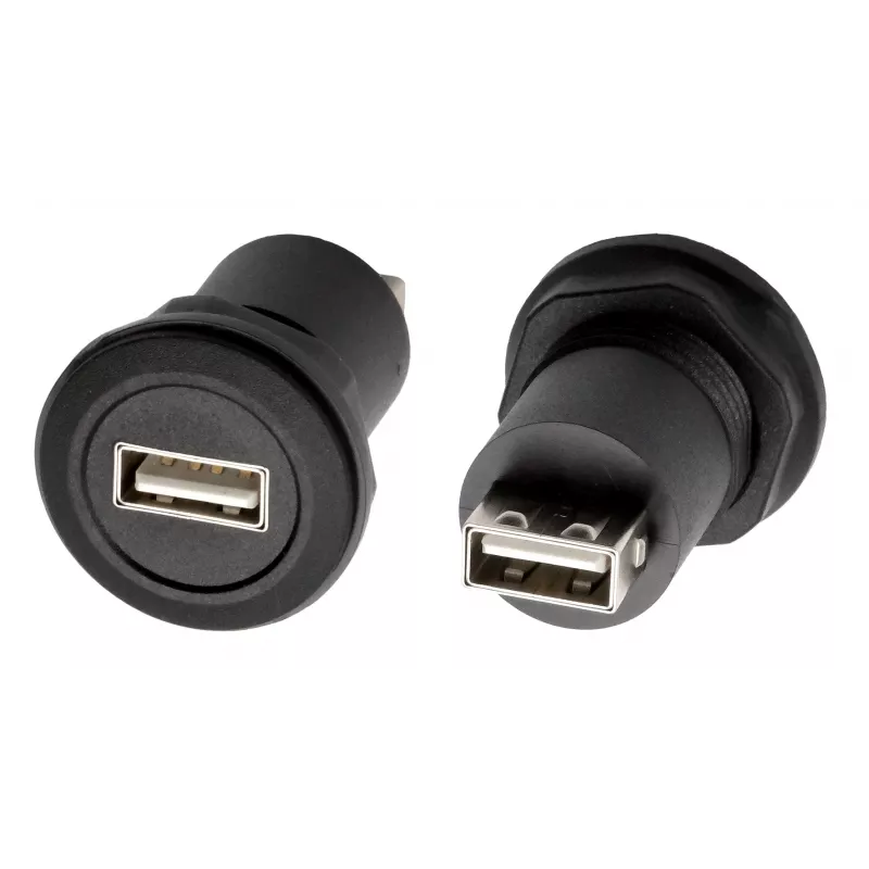 EXSYS EX-49212 Adattatore USB 2.0 da incasso, USB-A femmina a USB-A femmina, nero