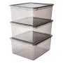keeeper bea set scatole contenitore, 3x 18 L, grigio cristallo, coperchio Air-Control 3003182700000