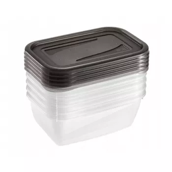 keeeper fredo fresh set di contenitori per alimenti, 5x 0,5 L, rettangolari, trasparenti con coperchi grigi 3067282700000