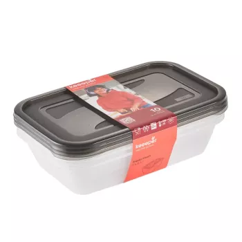 keeeper fredo fresh set di contenitori, 3 x 2,4 L, rettangolari, trasparenti con coperchi grigi 3067982700000