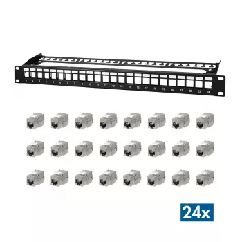 LogiLink PrimeLine Patch Panel Keystone Cat.6A schermato 24 porte, 19