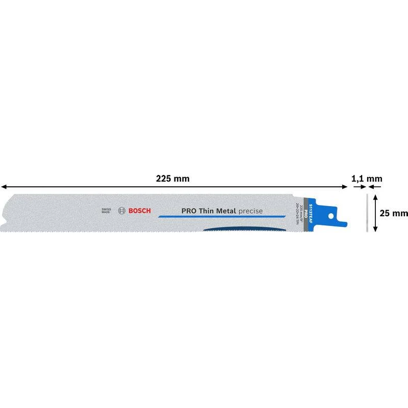 Bosch S 1137 EAF lama per sega a sciabola per metallo spesso, 225 mm, confezione da 5 2608658989