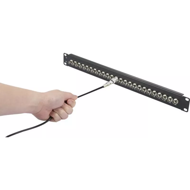 Renkforce RF-4541184 patch panel BNC per montaggio rack 19 pollici 1U, 16 porte, nero