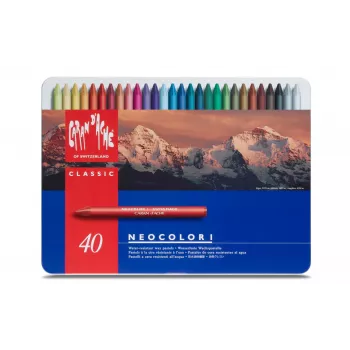 CARAN D'ACHE Neocolor I pastelli a cera, set da 40, tondi, colori assortiti, involucro di carta 7000.340