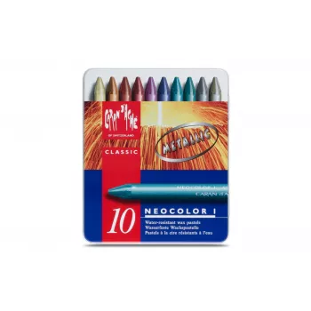 Caran d'Ache Neocolor I pastelli a cera metallizzati, set da 10, tondi con involucro di carta 7004.310