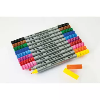 Faber-Castell Eberhard Faber COLORI set di pennarelli a doppia punta, 10 colori diversi, punte fini da 2,0 mm e larghe da 3,0-4,0 mm, astuccio in cartone 550010