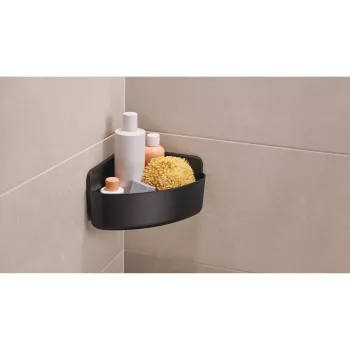 tesa LAVAA cestino doccia per angoli, nero opaco, autoadesivo, senza forare, fino a 6 kg 40518-00000-00