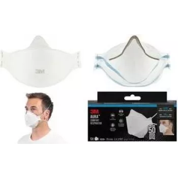 3M Aura 9320+ maschera respiratoria FFP2 senza valvola di espirazione, mascherina pieghevole in 3 parti, bianco, confezione da 1 9320-5
