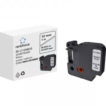 RENKFORCE RF-LT-D45010 nastro per etichettatrice compatibile DYMO D1 12mm trasparente nero su 7m RF-6027820