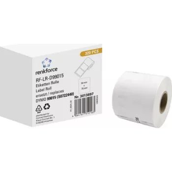 Renkforce RF-6027794 rotolo di etichette in carta compatibile DYMO 99015, 70 x 54 mm, bianco, adesivo permanente, 320 etichette