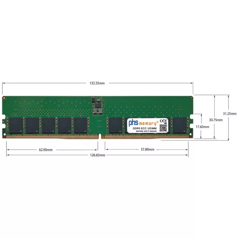 PHS-memory 16GB DDR5 ECC UDIMM 4800MHz PC5-38400E modulo di memoria per bluechip SERVERline R32307s SP554349