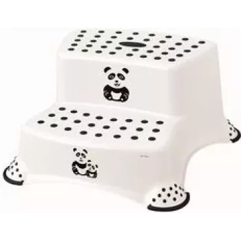 keeeper kids Igor Panda Scaletta a 2 gradini, bianco con stampa panda, portata 120 kg, piedini antiscivolo 1003110024100