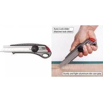 NT Cutter L-550GP taglierino 18mm con corpo in alluminio, guida lama in metallo, blocco a vite, antracite h1310511
