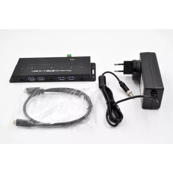 EXSYS EX-1247HMVS hub industriale USB 3.2 Gen 2 7 porte con montaggio su guida DIN
