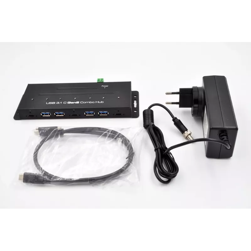 EXSYS EX-1247HMVS hub industriale USB 3.2 Gen 2 7 porte con montaggio su guida DIN
