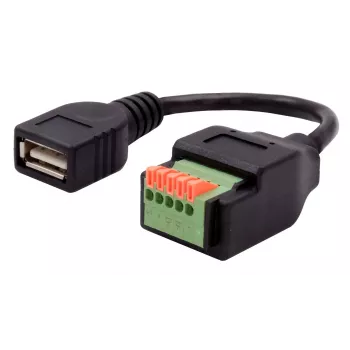 EXSYS EX-49128 cavo adattatore da connettore femmina USB-A a morsettiera a vite 5 pin con pulsante, USB 2.0, 15 cm