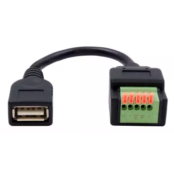 EXSYS EX-49128 cavo adattatore da connettore femmina USB-A a morsettiera a vite 5 pin con pulsante, USB 2.0, 15 cm